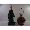 Image 2 : (2) Vintage Lamps-The Red one is Glazed Medalta-both work