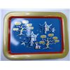 Image 3 : (3) Vintage Metal Serving Trays-(2) with Asian Design and (1) Country Kitchen
