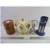Image 1 : (2) Vases, Ceramic Basket, and Candle Holder