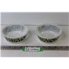 Image 1 : (2) Fire King Anchor Hocking Green Dice Milk Glass Bowls