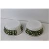 Image 2 : (2) Fire King Anchor Hocking Green Dice Milk Glass Bowls