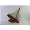 Image 3 : Folk Art Wooden Sail Boat & Wooden Canoe