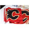 Image 3 : (2) Single Curtain Rods (28 - 48) - (2) Calgary Flames Window Flags - Cabinet Door Hinges