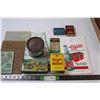 Image 1 : (5) Vintage Tins - (6) Advertising Bags (Pop Shoppe and Coop) - (4) Handbooks