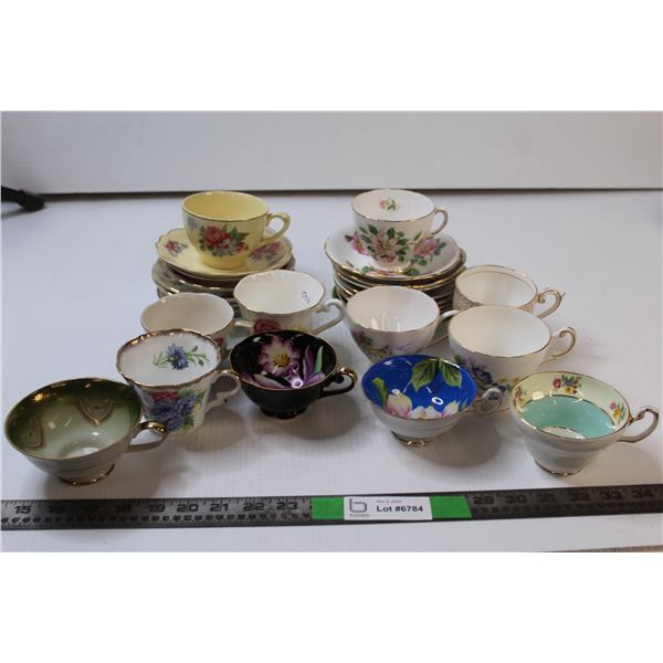 Assorted Fine China Tea Cups & Saucers