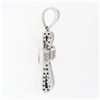 Image 5 : Men's Large 14k White Gold 11.28 ctw Invisible Set Princess Diamond Cross Pendan