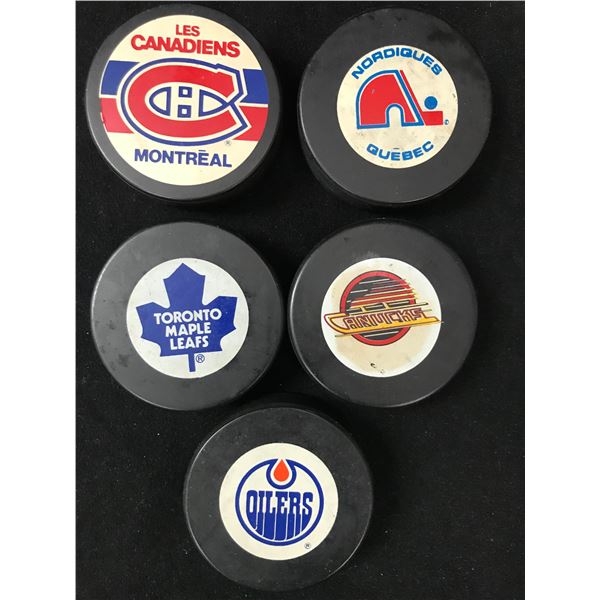 VINTAGE OFFICIAL NHL HOCKEY PUCKS LOT