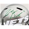 Image 2 : Zach Wilson Autographed New York Jets Flash Silver Full Size Replica Speed Helmet Beckett