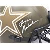 Image 2 : Roger Staubach Autographed Dallas Cowboys Salute To Service Camo Full Size Replica Helmet Beckett