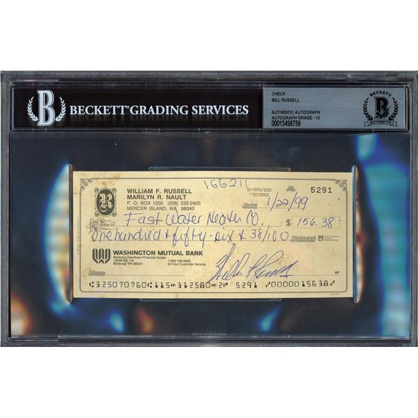 BILL RUSSELL SIGNED BANK CHEQUE (BECKETT COA)