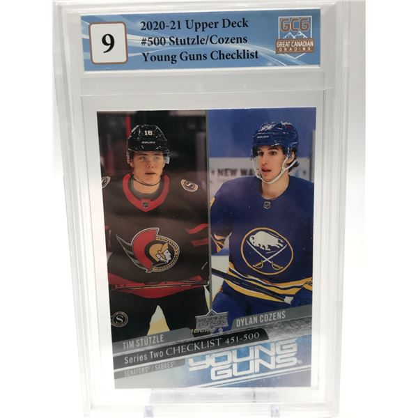 2020-21 UPPER DECK STUTZLECOZENS YOUNG GUNS CHECKLIST GCG GRADED 9