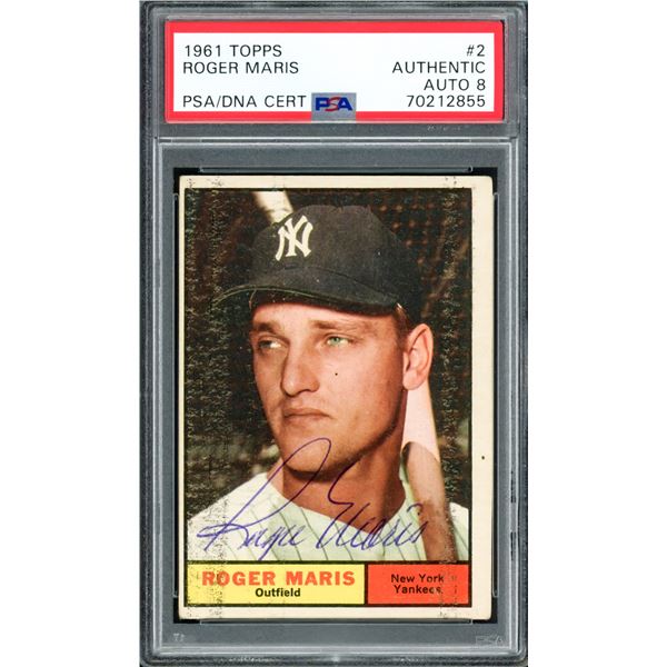 Roger Maris Autographed 1961 Topps Card #2 New York Yankees PSA/DNA