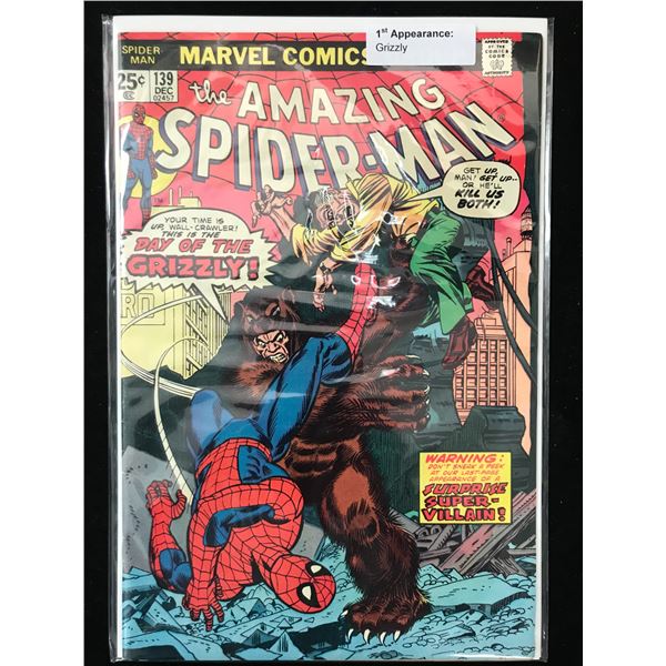 MARVEL COMICS NO.139 THE AMAZING SPIDERMAN (1ST APP GRIZZLY)