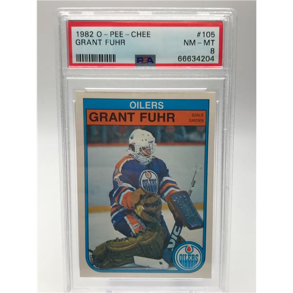 1982 O-PEE-CHEE NO.105 GRANT FUHR PSA GRADED 8