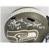 Image 2 : Steve Largent Jim Zorn Autographed Seattle Seahawks Full Size Replica Speed Helmet "Go Hawks!" MCS