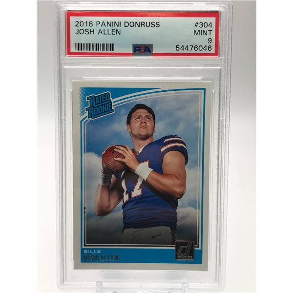 2018 PANINI DONRUSS NO.304 JOSH ALLEN PSA GRADED 9