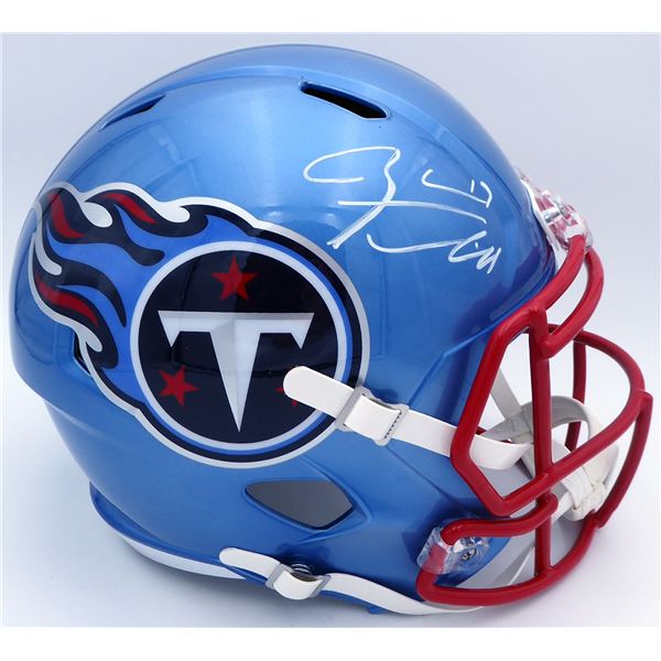 RYAN TANNEHILL SIGNED TENNESSEE TITANS FLASH BLUE FULL SIZE HELMET (BECKETT COA)