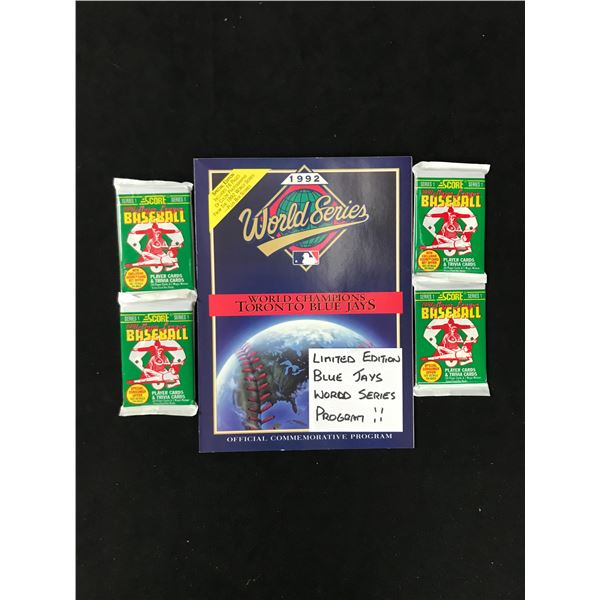 1992 BLUE JAYS WORLD SERIES CHAPMPS PROGRAM WITH UNOPENED PACKS