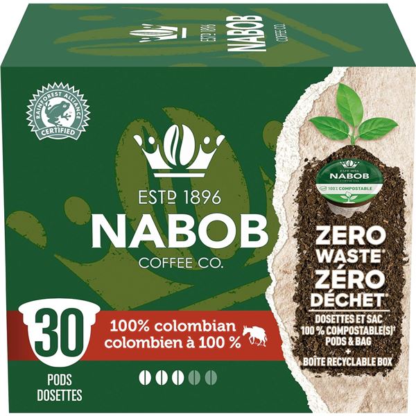 NEW BOX OF 30 NABOB 100% COLUMBIAN KEURIG COFFEE