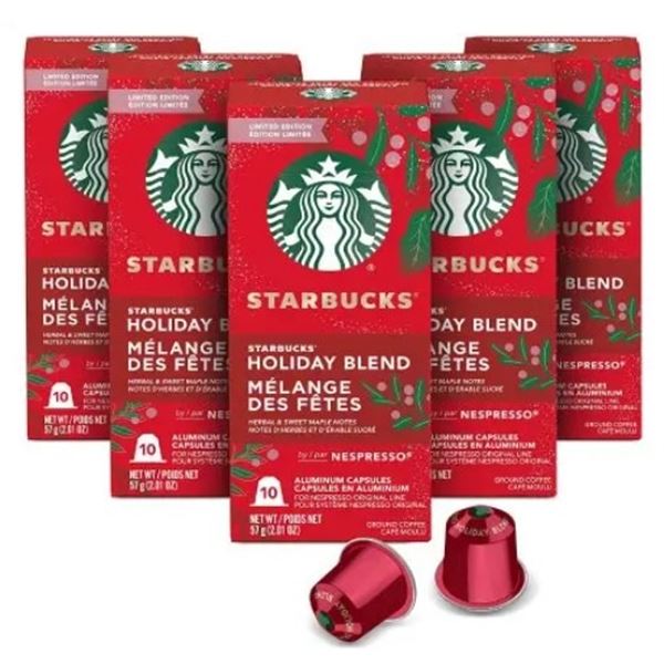 NEW CASE OF 5 BOXES W/ 10 STARBUCKS HOLIDAY BLEND