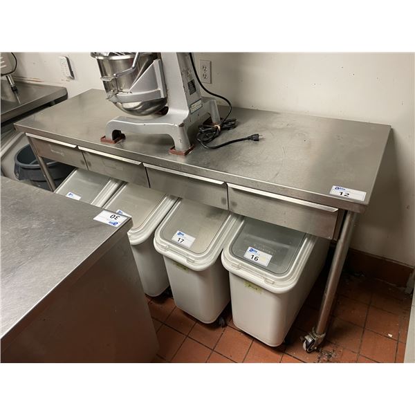 4 DRAWER 72"W X 24"D X 36"H STAINLESS STEEL COMMERCIAL PASTRY PREPARATION STATION