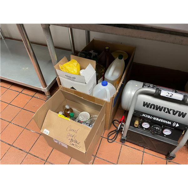 2 BOXES OF ASSORTED KITCHEN INGREDIENTS OILS & FLUIDS