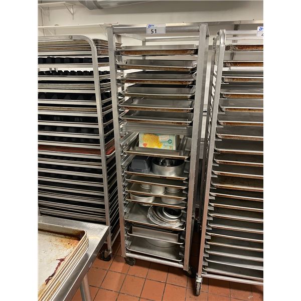 ALUMINUM 20 TRAY MOBILE COMMERCIAL BAKERS RACK WITH ASSORTED COMMERCIAL ...