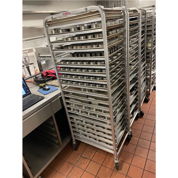 ALUMINUM 20 TRAY MOBILE COMMERCIAL BAKERS RACK WITH ASSORTED COMMERCIAL ...