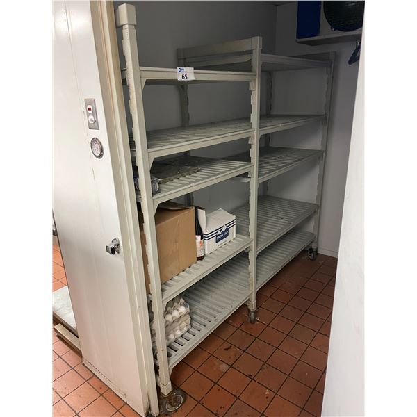 2 BAY 10 SECTION 93"W X 18"D X 72"H ADJUSTABLE COMMERCIAL PLASTIC MOBILE SHELVING UNIT
