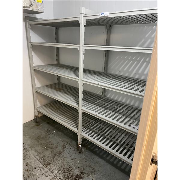 2 BAY 10 SECTION 93"W X 18"D X 72"H ADJUSTABLE COMMERCIAL PLASTIC MOBILE SHELVING UNIT