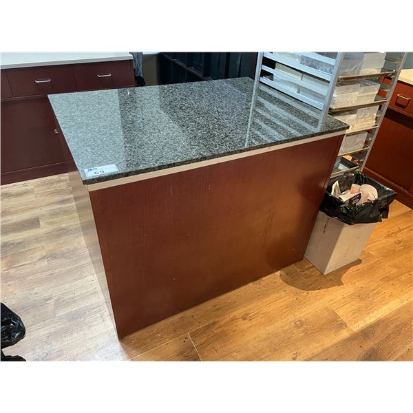 CHERRY COLOR 48"W X 35"D X 38"H DISPLAY COUNTER WITH REMOVABLE MARBLE PASTRY WORKING SURFACE