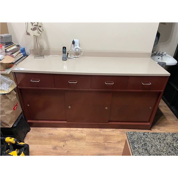 4 DRAWER 3 DOOR CHERRY COLOR 72"W X 24"D X 36"H DISPLAY COUNTER