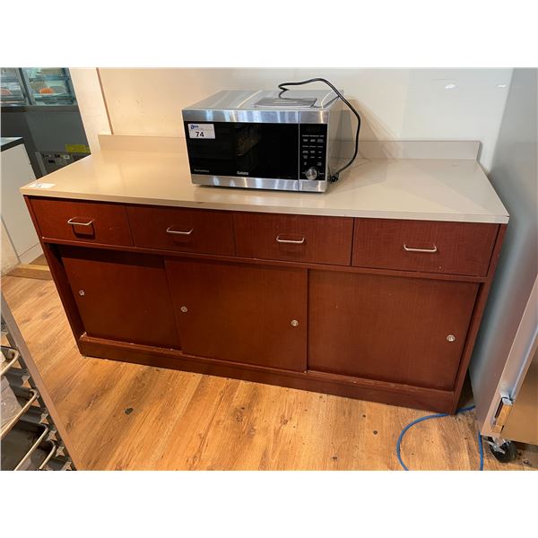4 DRAWER 3 DOOR CHERRY COLOR 72"W X 24"D X 36"H DISPLAY COUNTER