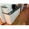 Image 1 : DARK TOP WHITE 144"W X 24"D X 36"H 4 DRAWER 5 DOOR COUNTER SYSTEM WITH WAS SINK & ILLUMINATED UPPER