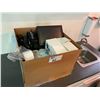 Image 1 : BOX OF COMMERCIAL POINT OF SALE SYSTEM WITH TERMINAL, PRINTER, POWER ADAPTERS, MONEY LIGHT &