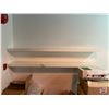 Image 2 : 7 ASSORTED WHITE WALL HUNG SHELVES, 2 STOOLS & ASSORTED TAKE AWAY CONTAINERS