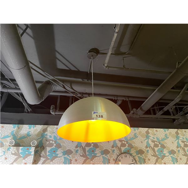 2 LARGE STAINLESS STEEL SINGLE PENDENT CEILING LIGHTS