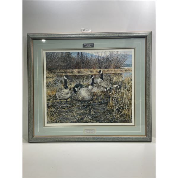 Andrew Kiss, "Sanctuary" Certificate Of Authenticy, Canadian Geese Print, 34.5L x 31.5W