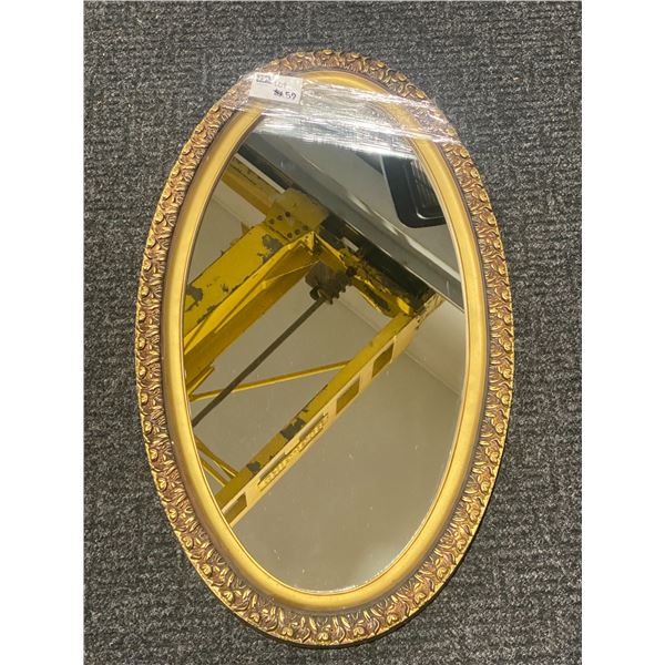 Vintage Ornate Gold Oval Hanging Mirror, 35H x 20W