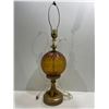 Image 1 : Vintage Amber Glass Lamp Untested, No Shade, 30H x 8W