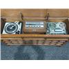 Image 2 : Vintage Wood Stereo Console, 17.5D x 56.5Wx 25.5H