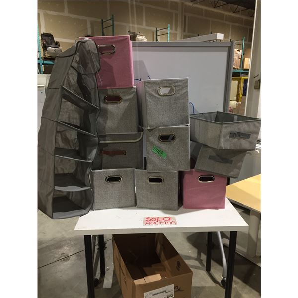 Foldable storage bin lot assorted sizes and colors