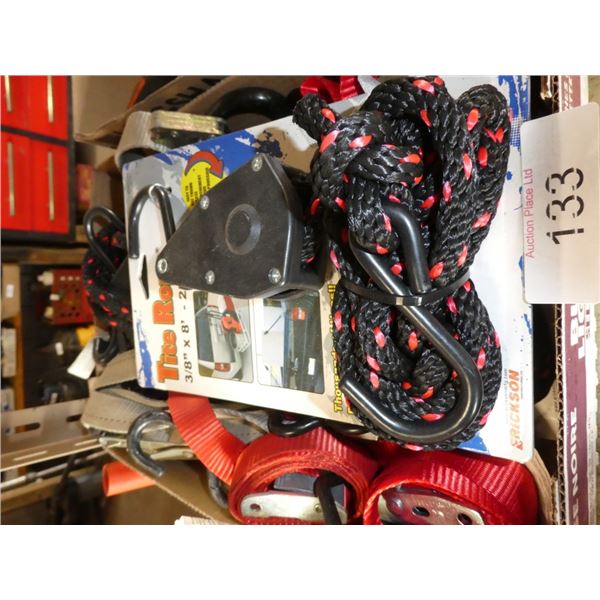 assorted tie downs and straps