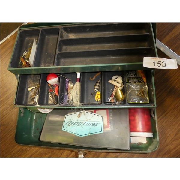 tackle box w/ contents: hooks, lures, etc