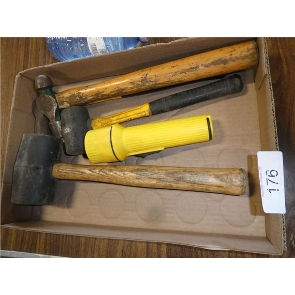 bal pean hammers, flashlight, rubber mallets