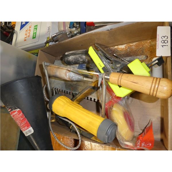 notched trowel, trowel, hole saws, tin snips, funn