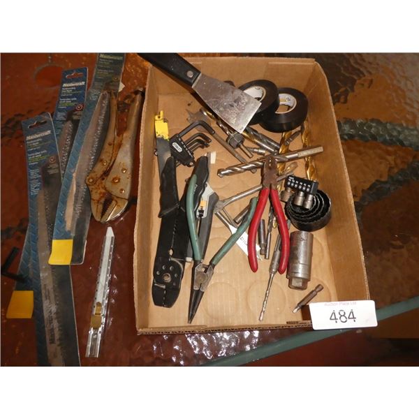 misc vise grip,recipocating blades,plies,drill bit