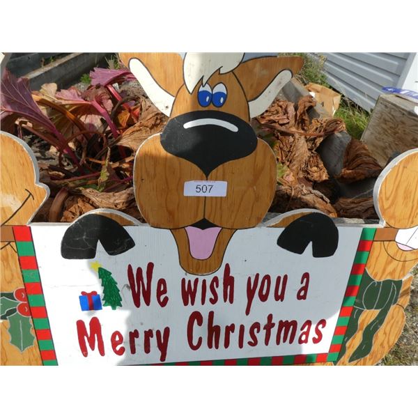 wooden merry christmas lawn sign