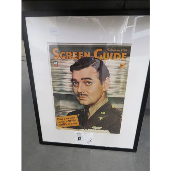 Screen Guide Magazine Framed Clark Gable Screen Guide Magazine Cover - Bay Area Auction Services