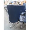 Image 3 : 10-Steel Case Style Navy Leather Secretarial Armchair - 10 X $